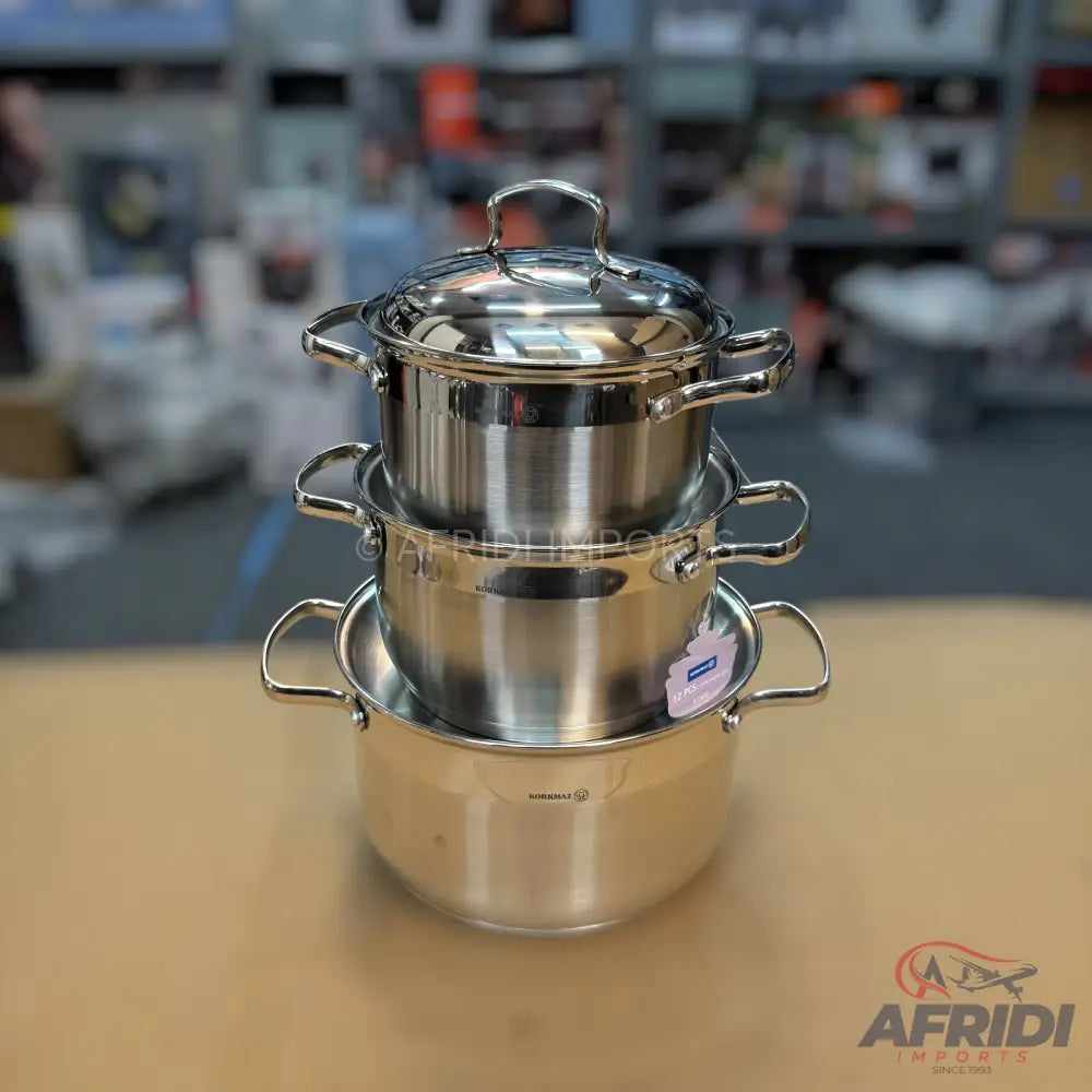 Kormaz 11 Piece Cookware set with Glass & Metal Lid - Turkish Lot