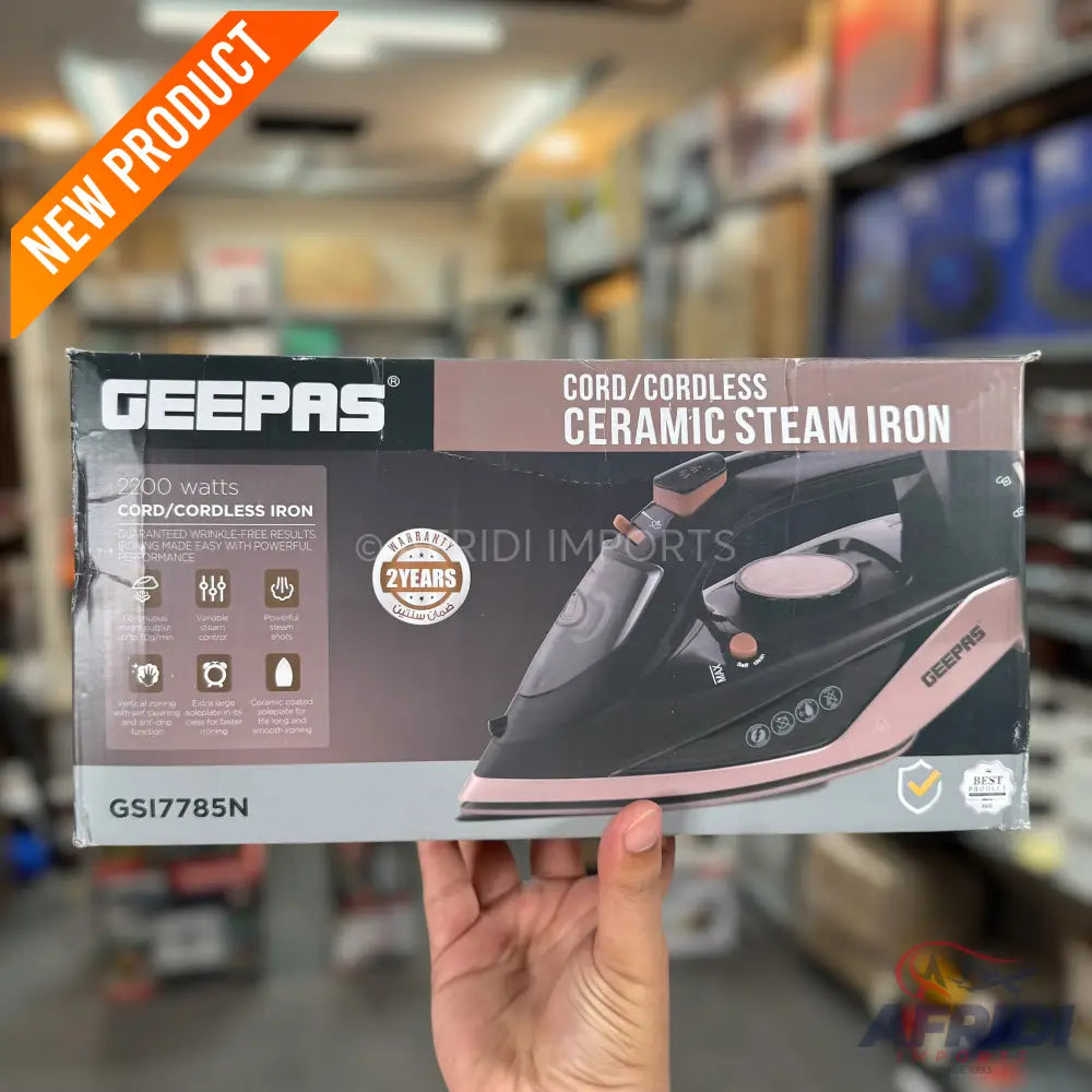 Geepas Cord & Cordless Ceramic Steam Iron || Original Product + 2-Year Local Warranty