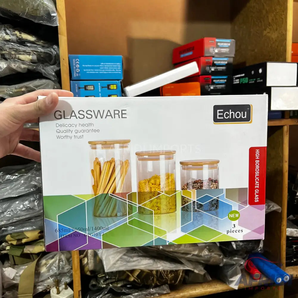 Lot Imported 3-in-1 Glass Jar Set